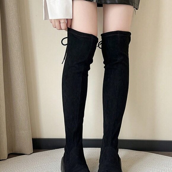 a new day. Women High Suede Black boots with Serrated Sole Size 8.5 - Picture 2 of 12